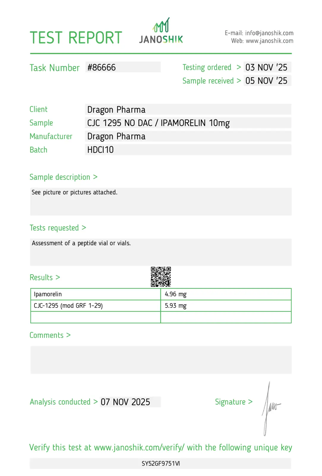 CJC-1295 NO DAC / Ipamorelin 10mg lab tested