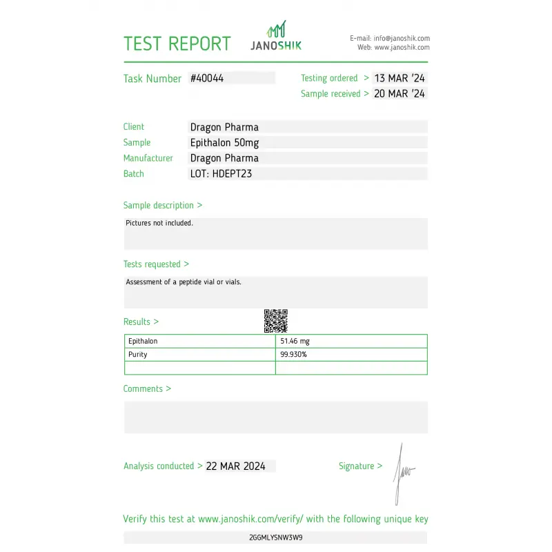 Dragon Pharma Epitalon 50mg lab tested