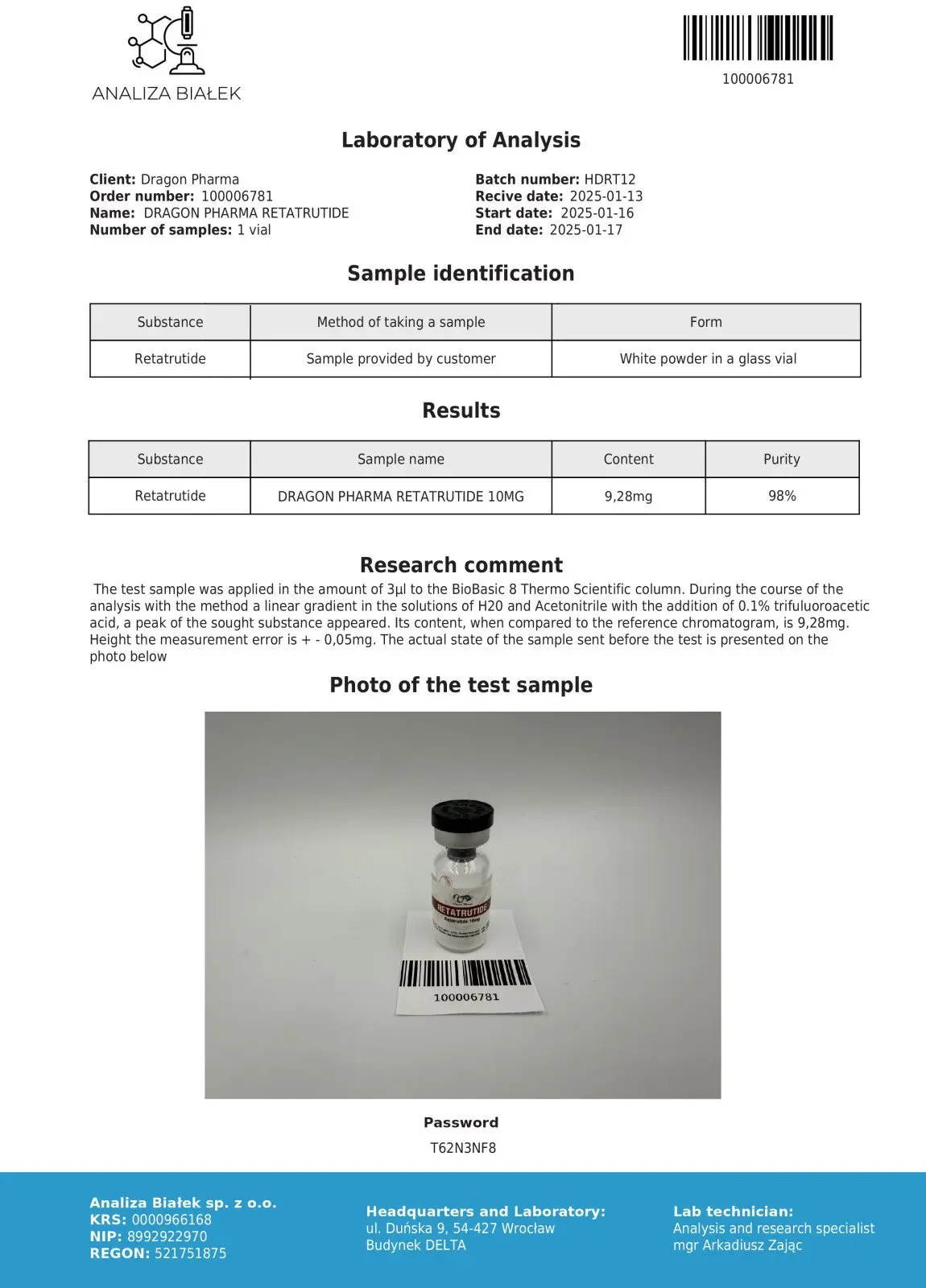 Retatrutide lab tested